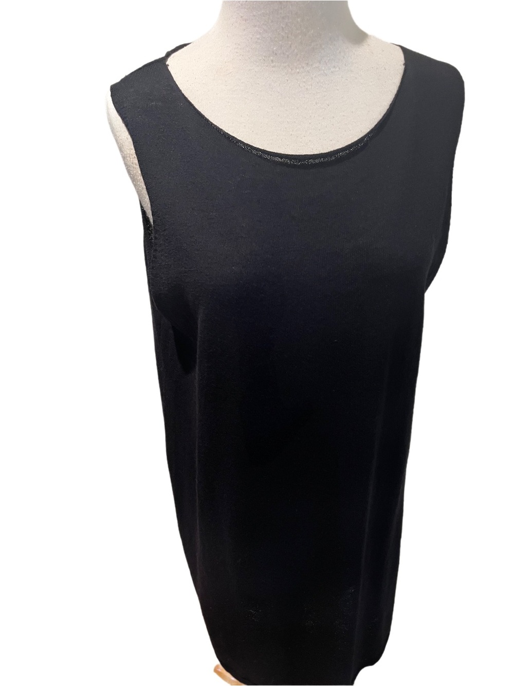 NEW EILEEN FISHER 100% SOFT LIGHT WEIGHT KNIT SLEEVELESS A-LINE KNEE DRESS L/G